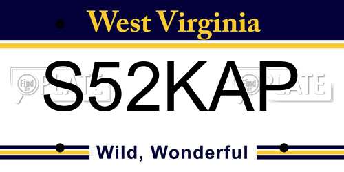 S52KAP West Virginia License Plate