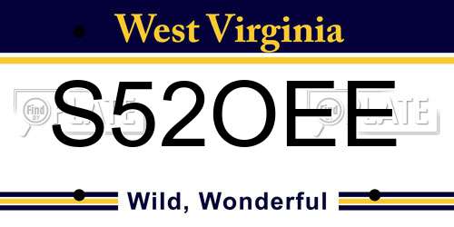 S52OEE West Virginia License Plate