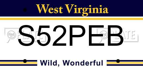 S52PEB West Virginia License Plate