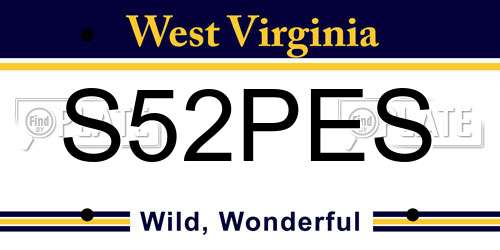 S52PES West Virginia License Plate