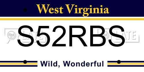 S52RBS West Virginia License Plate