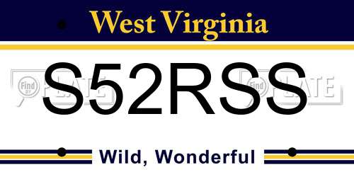 S52RSS West Virginia License Plate
