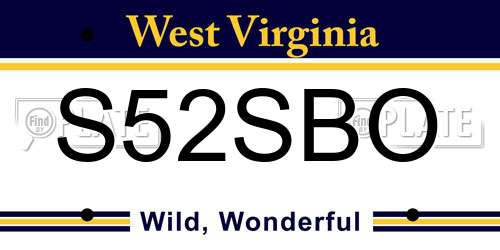 S52SBO West Virginia License Plate