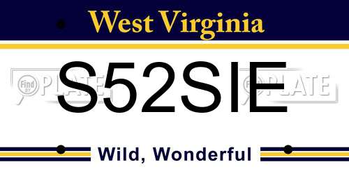 S52SIE West Virginia License Plate