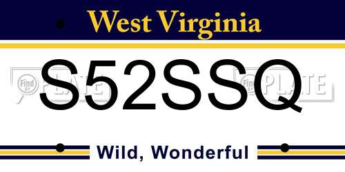 S52SSQ West Virginia License Plate