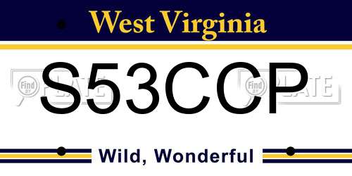 S53CCP West Virginia License Plate
