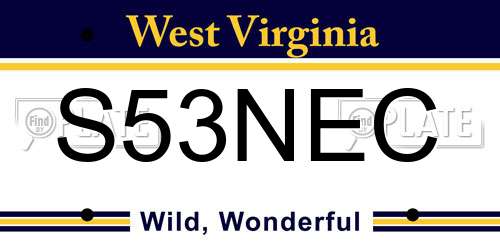 S53NEC West Virginia License Plate