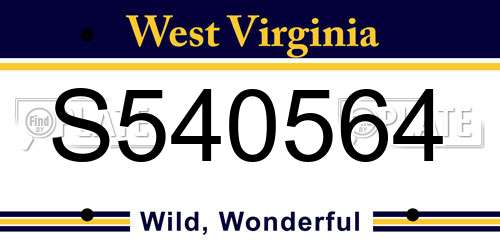 S540564 West Virginia License Plate