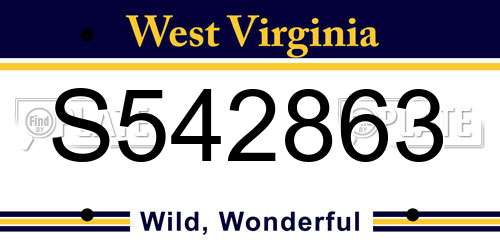 S542863 West Virginia License Plate