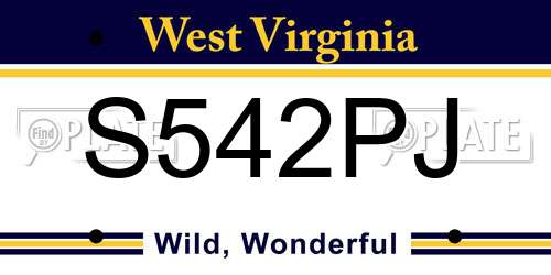 S542PJ West Virginia License Plate