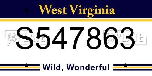 S547863 West Virginia License Plate