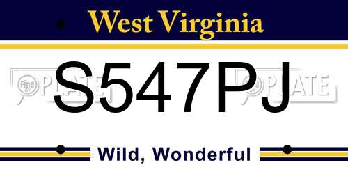S547PJ West Virginia License Plate