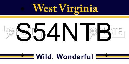 S54NTB West Virginia License Plate