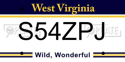 S54ZPJ West Virginia License Plate