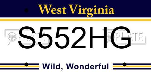 S552HG West Virginia License Plate