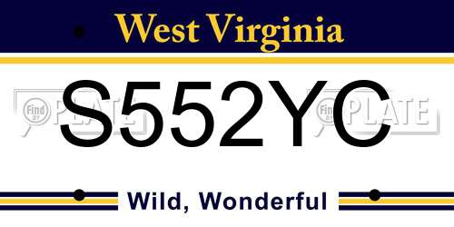 S552YC West Virginia License Plate
