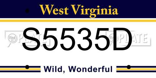 S5535D West Virginia License Plate