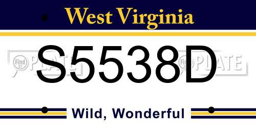 S5538D West Virginia License Plate