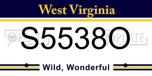 S5538O West Virginia License Plate