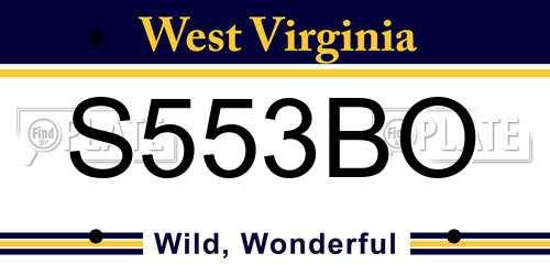 S553BO West Virginia License Plate