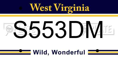 S553DM West Virginia License Plate