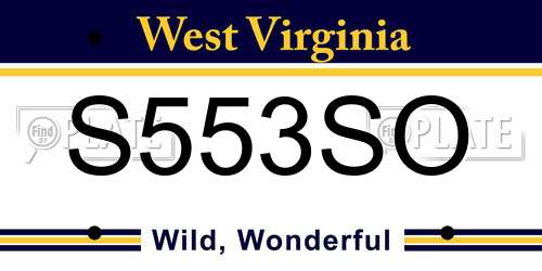 S553SO West Virginia License Plate