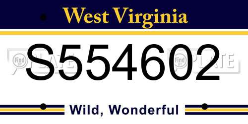 S554602 West Virginia License Plate