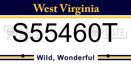 S55460T West Virginia License Plate