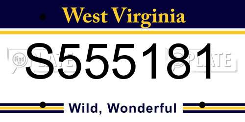 S555181 West Virginia License Plate