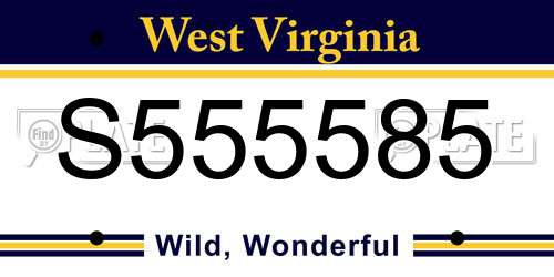 S555585 West Virginia License Plate