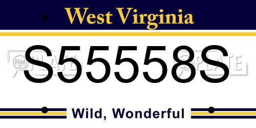 S55558S West Virginia License Plate