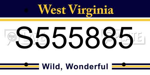 S555885 West Virginia License Plate