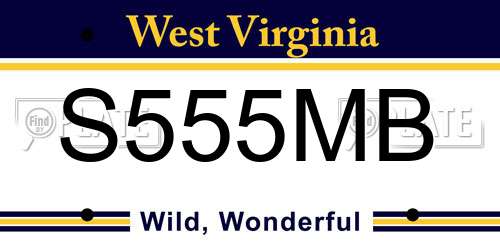 S555MB West Virginia License Plate