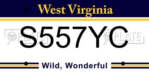 S557YC West Virginia License Plate