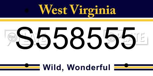 S558555 West Virginia License Plate