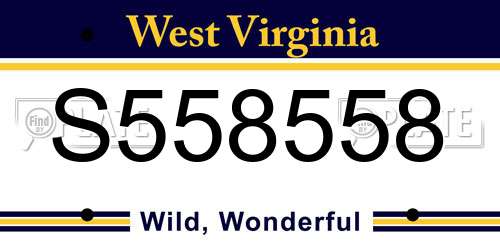 S558558 West Virginia License Plate