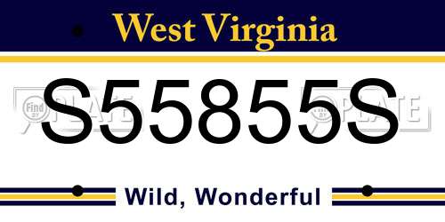 S55855S West Virginia License Plate