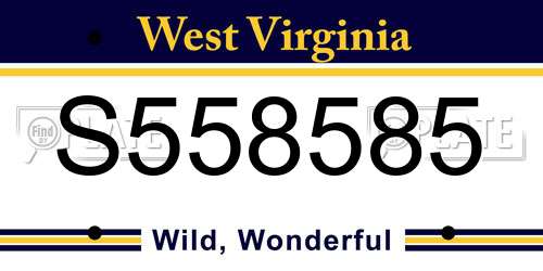 S558585 West Virginia License Plate