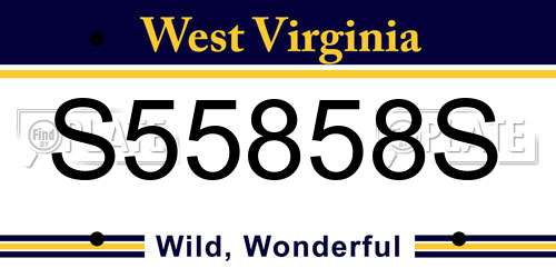 S55858S West Virginia License Plate