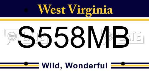 S558MB West Virginia License Plate