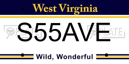 S55AVE West Virginia License Plate