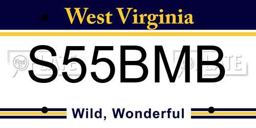 S55BMB West Virginia License Plate