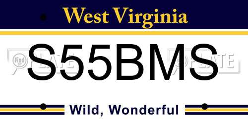 S55BMS West Virginia License Plate