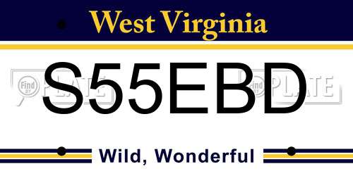 S55EBD West Virginia License Plate