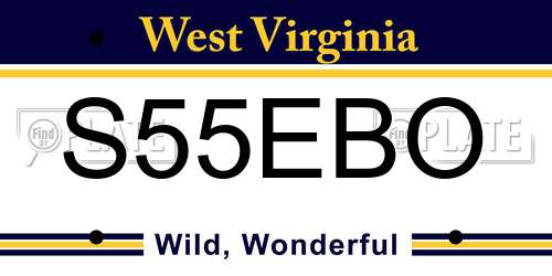 S55EBO West Virginia License Plate