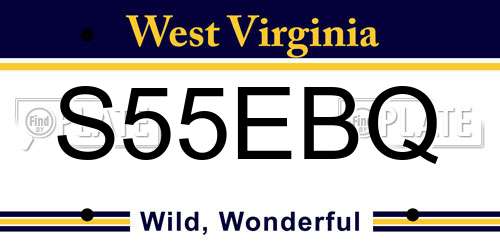 S55EBQ West Virginia License Plate