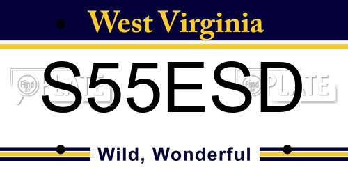 S55ESD West Virginia License Plate