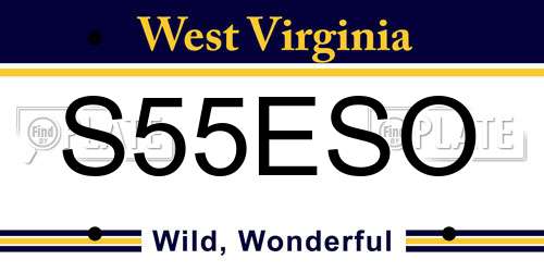 S55ESO West Virginia License Plate