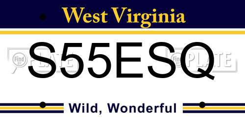 S55ESQ West Virginia License Plate