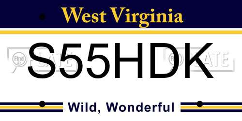 S55HDK West Virginia License Plate